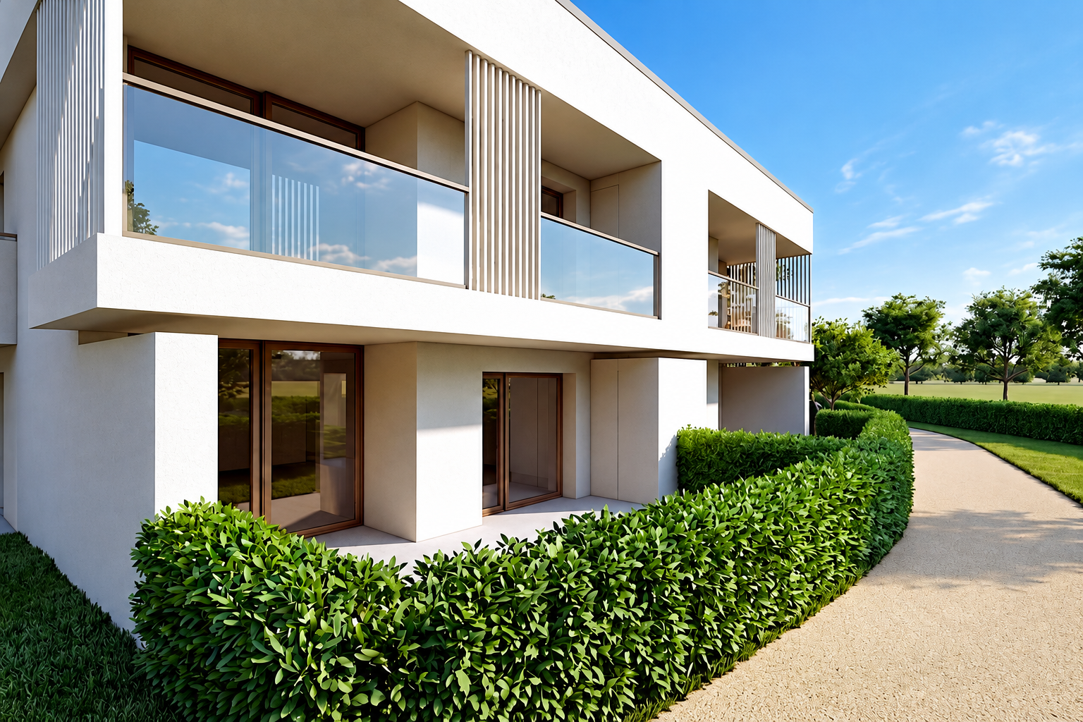 Oficiální vizualizace teras, balkonů a zeleně Residence Amare