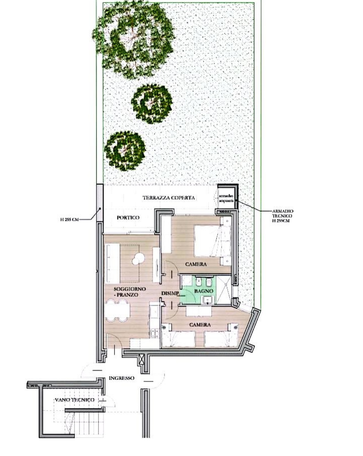 Půdorys apartmánu X1 z technického dokumentu Residence Amare